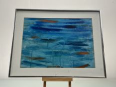 Gregg, Swimming Fishes, arcrylic, inscribed verso, in a glazed frame. (30cmx40cm)