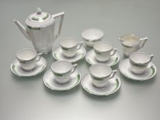 A Bell China 60's/70's retro pattern coffee service, comprising, a coffee pot (h-19cm), a milk
