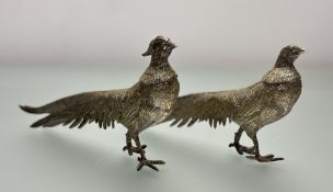 A pair of Italian silver plated pheasant figures. (l-26cm) (2)