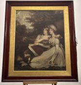 After John Hopnner, Marianna & Amelia Daughters of Sir T.Frankland coloured print, in a glazed
