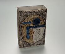 Alison Brigden for Troika Pottery, a small slab vase, 1970s, decorated to one side with a cart,