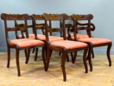 A set of six Regency Edinburgh style mahogany dining chairs, to include a pair of carvers and four