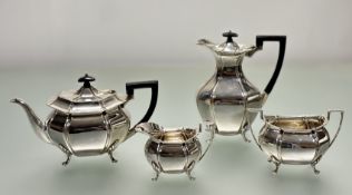 A George V silver four piece tea and coffee service, Fenton Russell & Co., Sheffield 1912, each