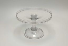 A George III glass tazza, early 19th century, with galleried circular top on a moulded faceted