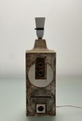 Penny Black for Troika Pottery, a stoneware table lamp, 1970's, decorated in shades of brown and