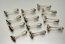 A set of twelve Austro-Hungarian 800 standard silver asparagus tongs, first half of the 20th