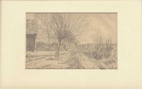 Sir David Muirhead Bone (Scottish, 1876-1953), A Cottage Garden, signed and inscribed 