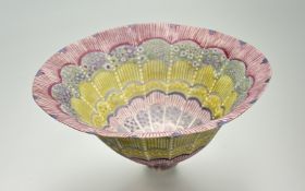 A Maria Stewart (British 1940-), a Studio Porcelain flower bud shaped pedestal bowl, with