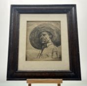 A 19thc School, Unitled Sketch - Self Portrait Man wearing hat, pen and ink, unsigned, in a glazed