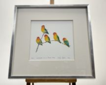 Sally Oyler (Scottish Contemporary), Love Birds on a Thorn Tree, 2/18 limited print, signed,