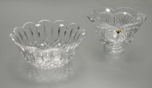 A Waterford Crystal Newgrange pattern footed bowl (h-13cm) together with a Lismore pattern
