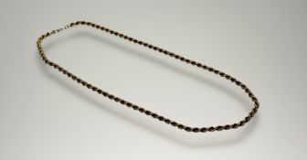 A 9ct gold rope pattern necklace with ring fastening: l. x 22cm 5.96g
