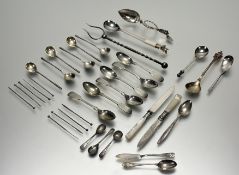 A collction of white metal and epns to include a set of six reverse enamel back coffee spoons: l.