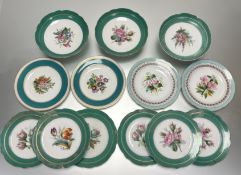 A collection of various 19thc porcelain plates (possibly Minton) comprising, a set of six