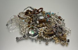 A large collection of costume jewellery to include an Austrian two-strand graduated lustre crystal