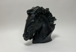 After James Killian Spratt (b. 1950), A bronzed durastone bust of a horse with a flaming mane,
