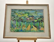 Jane Rutherford MA (Contemporary British), Abstract Garden Study, mixed media on paper, signed