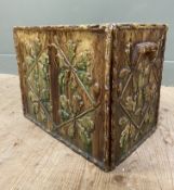 A Scottish pottery bread bin, in the Methven style, in a treacle glaze with lattice and leaf