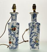 A pair of Royal Staffordshire Wilkinson Ltd converted table lamps, in a scrolling foliate floral