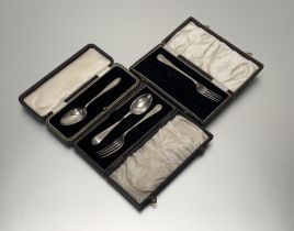 A Birmingham silver christening spoon with engraved initials L. F. B 1933 in original fitted black