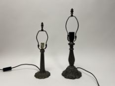 A Wisteria Lighting bronzed metal table lamp with shaped base and finial to top (h. 47cm),