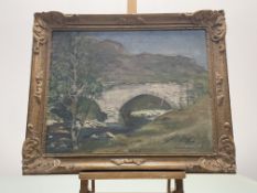 E.J.L Carslaw (20thc School), The Old Bridge, Loch Drive Helen's Burgh, oil on canvas, signed bottom