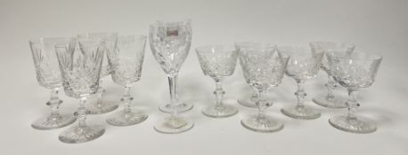 A collection of crystal wine glasses comprising, a set of four Edinburgh Crystal wine glasses in