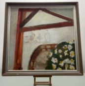 Moira Maitland (Scottish 1936-2004), Windowsill Study with daises, oil on board, signed and dated '