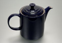 A Le Creuset Indigo Blue Grand Teapot (marked verso) (h-19cm)
