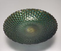 An Anton Studio Designs decorative centrepiece peacock glass bowl. (w-32.5cm)