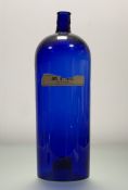 A Bristol Blue English Apothecary Chemist Bottle, with paper label reading AMYL V..TRAIE. (h-