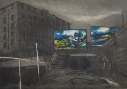 Kate Downie (1958-), The Sugar Bond Warehouse, monoprint etching, signed A/P pencil bottom left,