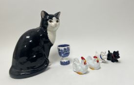 A black and white Staffordshire Just Cats & Co (marked verso) (h. 30cm), together with a pair of