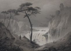 Francois Alexandre Pernot (French 1793-1865), Figures by Loch Avon, grisaille, signed and dated