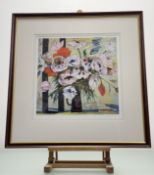 Sir Robin Philipson HRA PRSA RSW (1916-1992), Pink Poppies print, faintly signed bellow, in a glazed