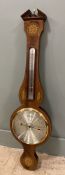 A reproduction Edwardian-style barometer, with broken pediment and urn finial to top, shell