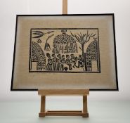 Bhekisani Manyoni (South African 1945-), Zulu Drinking and Hapy, linocut 1/30, signed, titled and