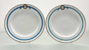 A pair of Minton by John Millar & Co plates, with cote of arms reading - 
