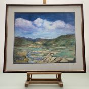 Unknown Artist, Highland Valley, acrylic on paper, unsigned, in a glazed frame. (47.5cmx56cm)