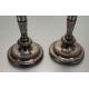 A 19thc Sheffield plated pair of weighted table candlesticks of tapered and fluted design on - Image 2 of 3