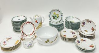 A large collection of Royal Worcester fine porecelin comprising; 12 desert bowls in the herbs