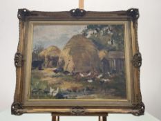 E J L Carslaw (20thc School), The Farmyard, oil on canvas, signed and dated 1951 bottom left, in a