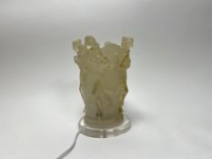 A Widdop Bingham & Co Ltd 1970s moulded acrylic table lamp, in the manner of Lalique, with frosted