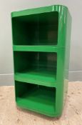 A mid-century Kartell sectional storage cabinet, designed by Castelli, ledge top over three