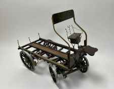 A Young & Co Brewery Ltd Wadsworth model cart, with handpainted green and gilt decoration on a brown