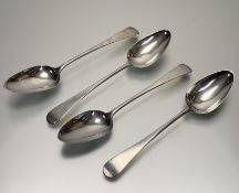 A George III Charles Haugham London set of four old english pattern tabel spoons: l. x 21.5cm London