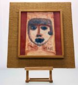 Signed Indistinctly, Abstract Retro Portrait, watercolour and pencil, signed and dated '66 bottom