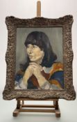 John Carslaw (Scottish), Cassandra, oil on board, unsigned, paper label verso, in rococo composition