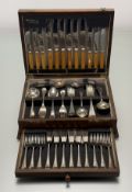 A vintage Viners oak Dorset Cabinet presentation canteen of epns flatware for six place settings