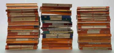 A collection of various Vintage Penguin Orange Classic Paperback Books comprising works by Daphne du